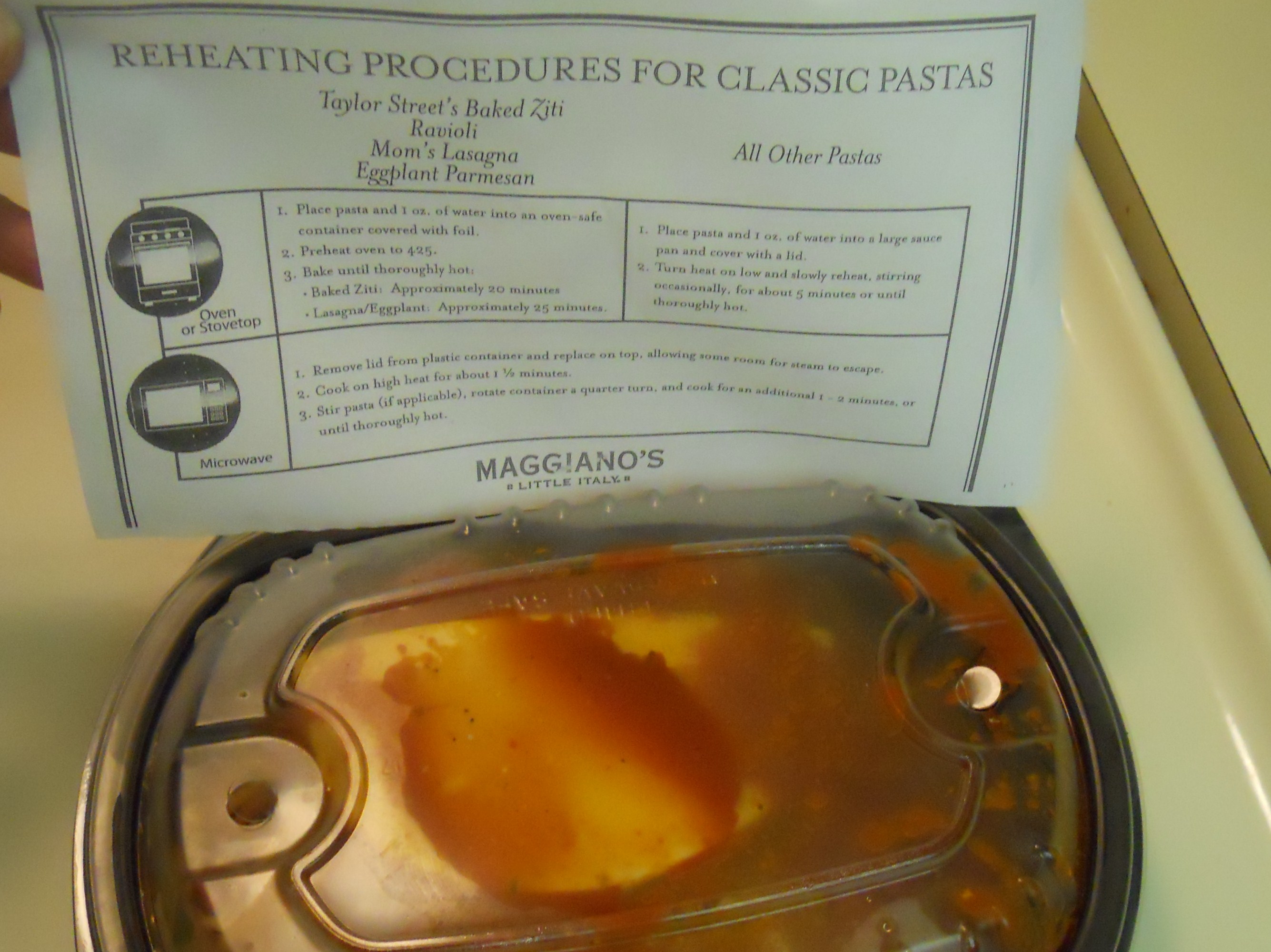 maggiano's heating pasta